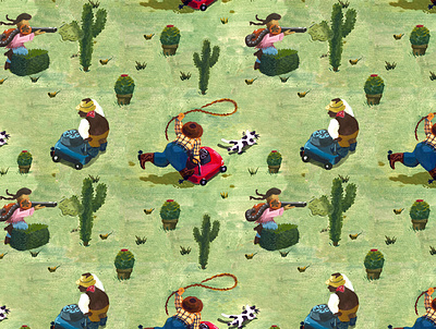 Cowboy Yardwork design illustration painting pattern