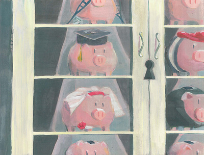 Life Event Piggy Banks design illustration painting