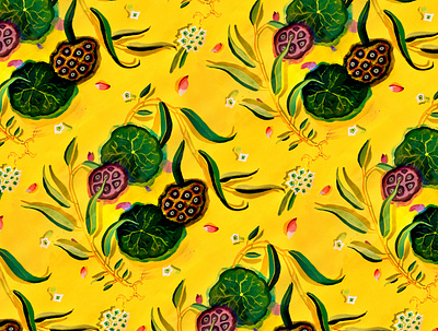 Lotus Pattern illustration painting pattern