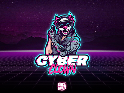Cyberclown - logo for gaming community 80s branding clown cyberpunk esport esportlogo esports logo logodesign logotype mascot mascotlogo retro retrowave vector