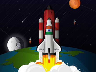 ISRO - Mangalyaan design graphic illustration india india space mission isro mangalyaan marsh rocket space