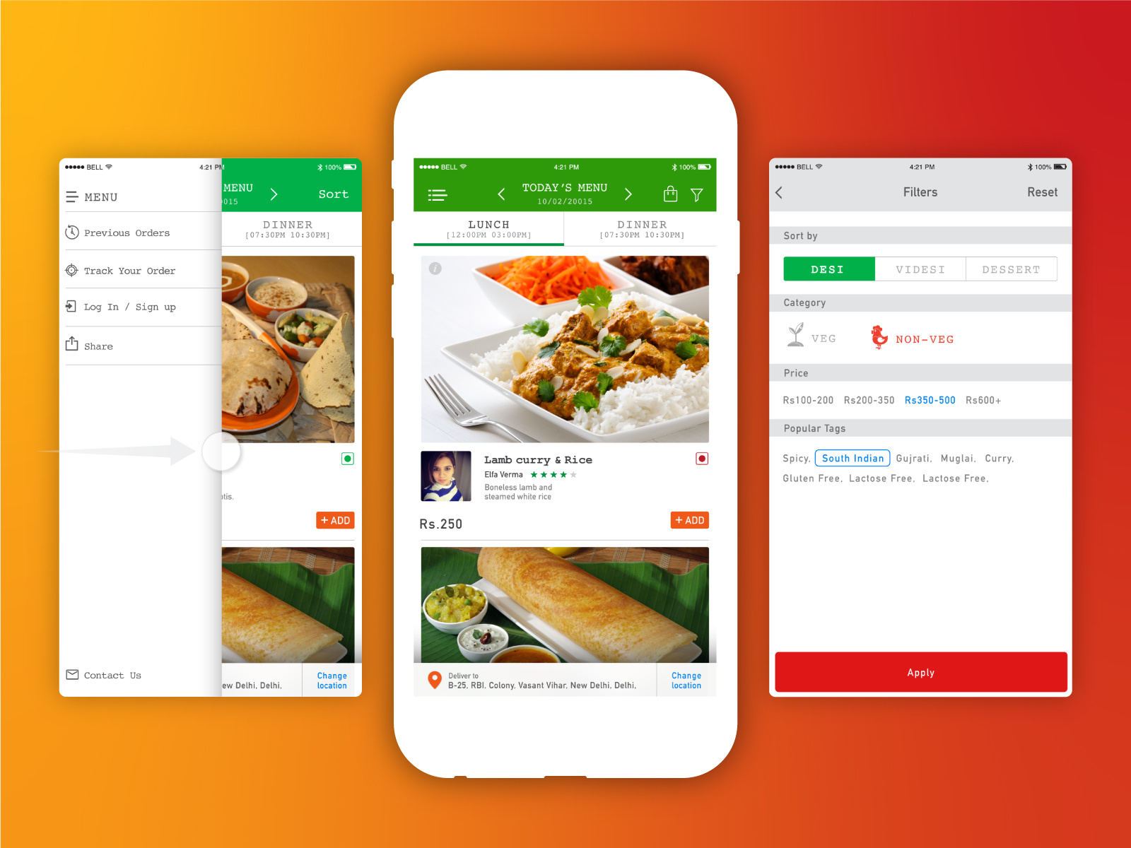 Meal Me App UI (2015) by Raman Bhandari on Dribbble