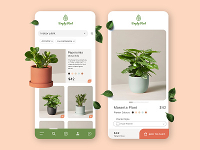 Simply Plant app UI ecommerce app illustration ios app design minimal app plants progressive web app ui ui ux uiuxdesign webapp