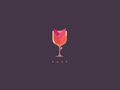 Rosé Wine Mark design flat graphic illustration logo mark rose rosé vector wine