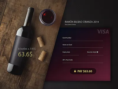 Daily UI Challenge #002 - Credit Card Checkout 002 checkout credit card dailyui flat misstrack ramon bilbao ui user experience user interface wine