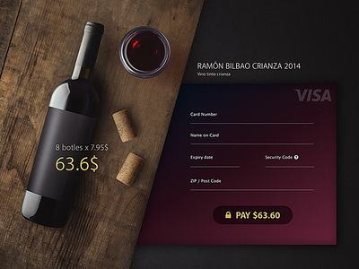 Daily UI Challenge #002 - Credit Card Checkout 002 checkout credit card dailyui flat misstrack ramon bilbao ui user experience user interface wine