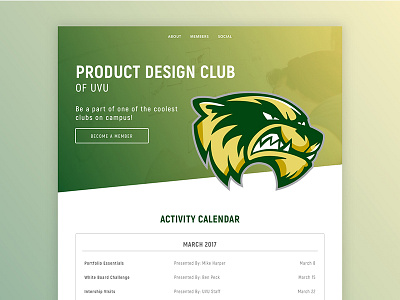 Product Design Club Landing Page landing page ui uvu