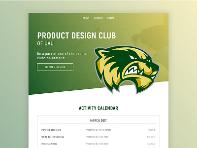 Product Design Club Landing Page