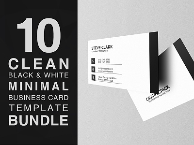 10 Clean Black and White Minimal Business Card Bundle black bundle business businesscard card cheap clean creative minimal minimalist modern white