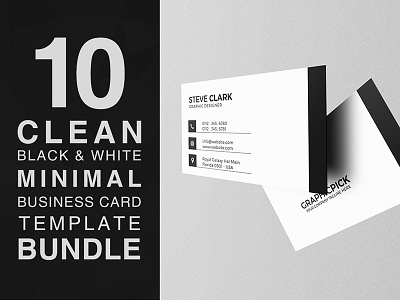10 Clean Black and White Minimal Business Card Bundle
