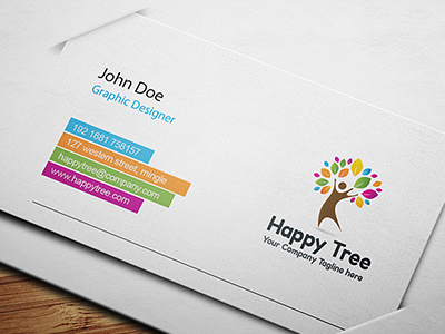 Business Card Happy Tree biz card happy logo tree