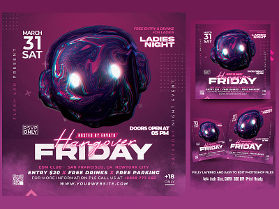 Party Flyer Premium PSD 4x4 banner cmyk design flyer graphic design illustration party psd