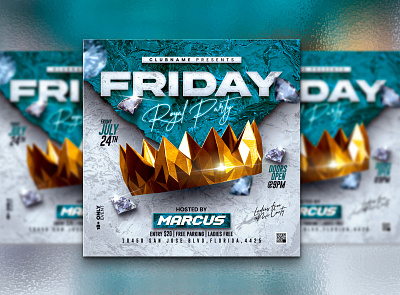 Royal Party Flyer PSD 4x4 banner cmyk design flyer fnight club flyer graphic design nightclub party psd