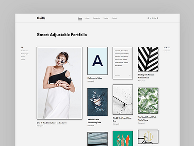 Quillo WordPress Portfolio Theme creative flat gallery grid minimal peenapo portfolio wordpress