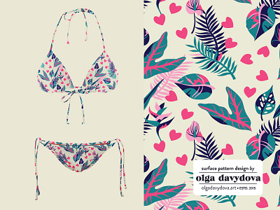 Tropical Pattern Design 🍹 palm pattern swimwear textile design tropical