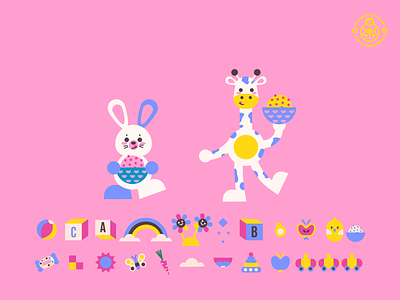 Rabbit and Giraffe for Yumicious character design children cute flat food giraffe icon illustration rabbit vector illustration
