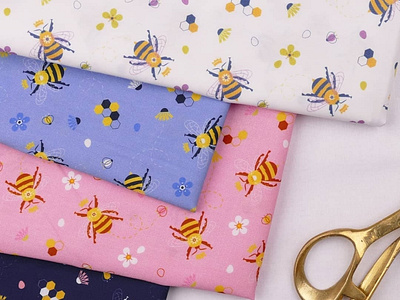 Queen Bee Pattern Design bee fabric honey illustration pattern