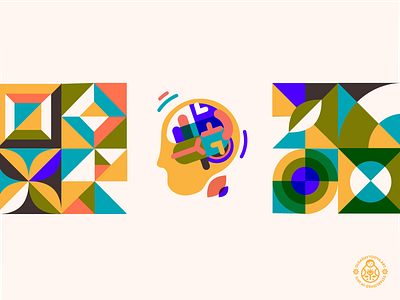 Brain Boost Product Icon bauhaus brain geometric health supplement human icon modern mosaic packaging science