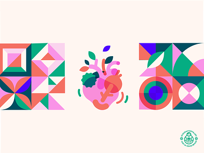 Heart Health Product Icon bauhaus geometric health heart icon design identity minimalism mosaic packaging pattern vector illustration