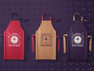 Rosamunde Straight Up Sausage Badge Visualisation apparel apron badge branding food merch rebranding restaurant rosamunde sausage grill