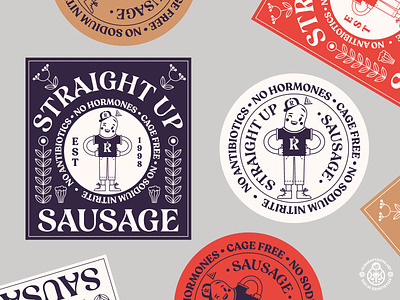 Straight Up Sausage Badge badge beer brand identity character design illustration mascot rebranding restaurant rosamunde sausage grill sticker typography vector visual