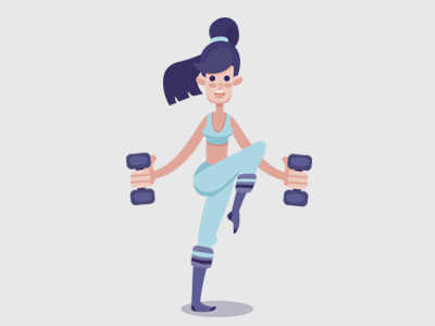 Fitness Girl character design fitness flat girl material design work out