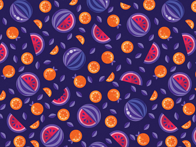 Juicy Watermelon and Orange fruits pattern