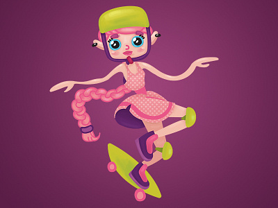 Skater girl character design skateboarding skater girl vector illustration