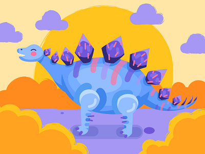 Stegosaurus character design dinosaur flat illustration material design stegosaurus