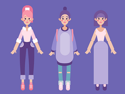 Hipster Girls character design flat girl modern vector illustration