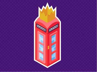 Just a pretty phone booth flat design great britain illustration isometric london phone booth sticker