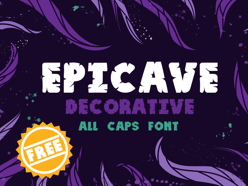 Epicave All Caps Display Free Font stone age cave man calligraphic typographic type font free freebie