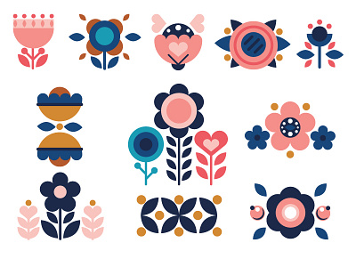 Folk Flowers In Adobe Illustrator Tutorial for Tuts+ flat design flowers illustration ollysweatshirt shapes tutorial tuts plus vector