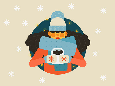 Winter Girl cacao character design christmas cozy december girl icon vector illustration winter