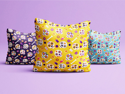 Shugar Skulls Pattern Set dia de los muertos fabric design halloween illustration pattern pillow scull scully