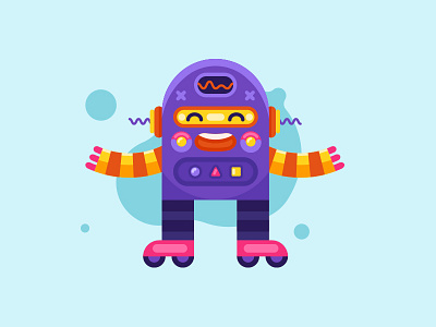 Cute Robot character design children illustration flat robot