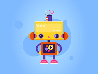 Cute Robot #2 character design children illustration flat robot