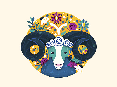 Aries aries horoscope icon design illustration textured zodiac