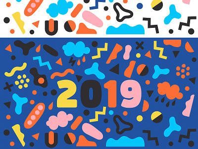 2019 2019 abstract art background creative market memphis design new year pattern postcard
