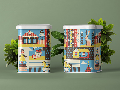 Summer In The Village Illustration On Cans