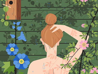 Garden Shower character art character creation flower girl illuatration poster summer woman illustration