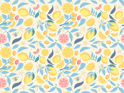 Citrus Pattern Light citrus fresh grapefruit lemon orange ornament seamless pattern vector illustration