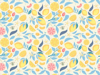 Citrus Pattern Light citrus fresh grapefruit lemon orange ornament seamless pattern vector illustration