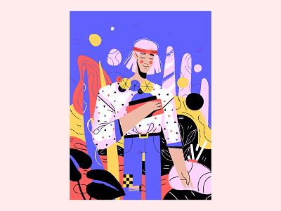 Plant Hero boy character design ecology flat humans man millennial pink nature pattern plants vector illustration