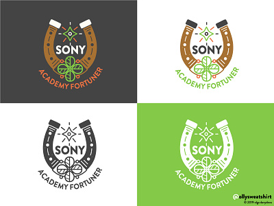 Sony Academy Fortuner badge clever emblem horseshoe logo design lucky