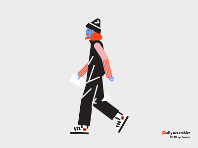 Walking by boy character design flat illustration man people streetstyle vector illustration