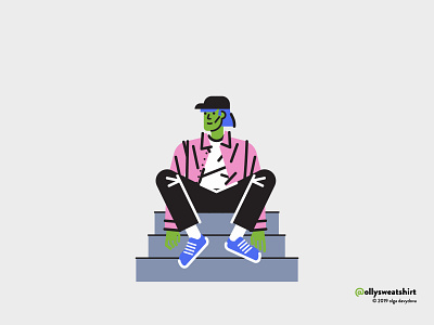 Chilling Boy boy character design flat icon man minimal people vector illustration