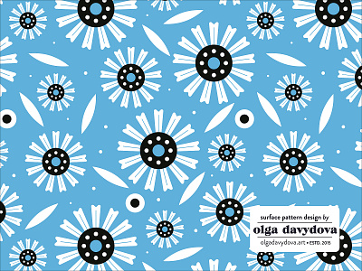 White Camomile Surface Pattern Design blue camomile flower surface pattern design vector