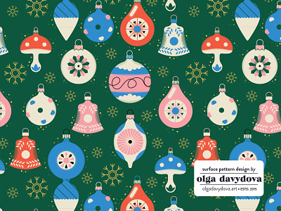 Retro Christmas Decorations Pattern christmas decoration flat illustration pattern retro vector illustration