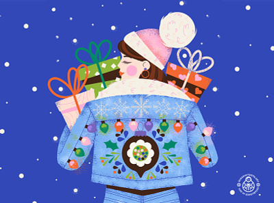 Christmas Girl Wallpapers character christmas gift box girls holiday presents product illustration vector illustration winter
